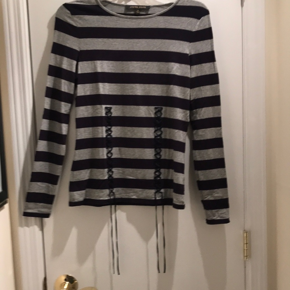 Cynthia Steffe navy & grey striped jersey xs